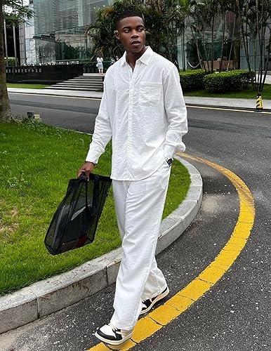 COOFANDY Mens Coordinated Outfit Piece Linen Shirts and Beach