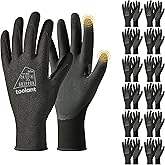toolant Work Gloves Men MicroFoam Nitrile Coated, Breathable Nylon Safety Gloves with Stretchy Fit, Firm Grip & Touchsreen