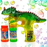 Toysery Dinosaur Bubble Shooter Gun Light Up Bubbles Blower with LED Flashing Lights and Sounds Dinosaur Toys for Kids, Boys and Girls.