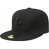 New Era 59Fifty Hat Pittsburgh Pirates Black on Black Fitted Cap 11591115 (7 5/8)