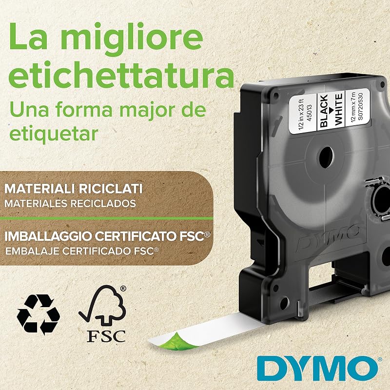 D1 etiquetas auténticas | impresión negra sobre fondo blanco | 19 mm × 7 m | etiquetas autoadhesivas para etiquetadoras LabelManager