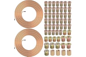 Ailbiuko 2 Sets 25 FT 3/16" Brake Line Tubing Assortment Kit with 60 Pcs Brake Line Fittings(3/8 Inch-24 Threads Nuts and Unions,7/16 Inch-24 Thread,1/2 Inch-20 Thread,9/16 Inch-18 Thread Nut)