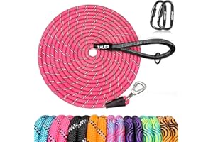 ZALER Long Dog Leash, 50 feet 30ft 20ft 15ft 10ft Dog Training Lead, Heavy Duty Reflective Check Cord Recall Leash for Dogs Training, Playing, Camping, or Backyard (50FT, Pink)