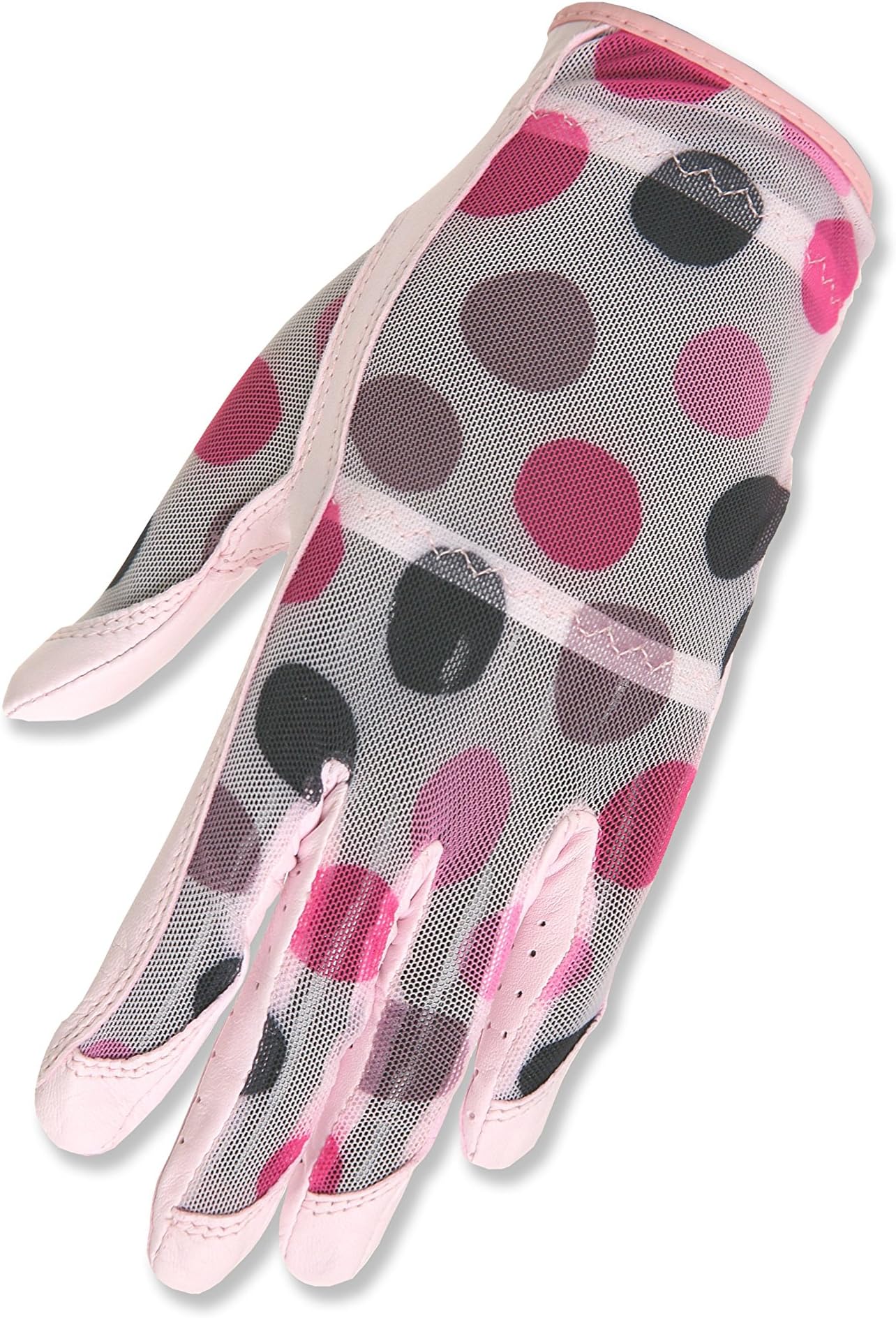 HJ Glove Women's Left Hand Solaire Full Length Golf Glove, Medium, Pink Dots
