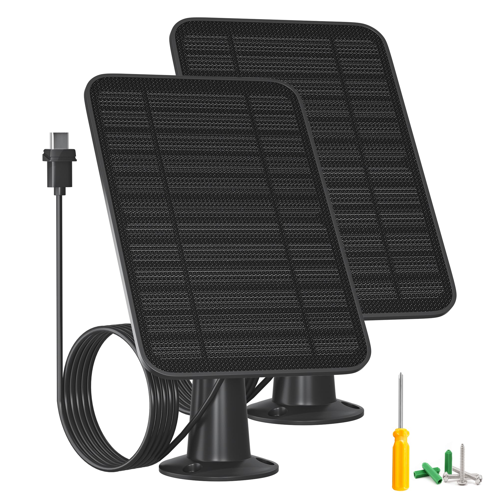 Photo 1 of 5W Solar Panel for Blink Camera Outdoor, Solar Panel Charger with Battery Compatible with New Blink Outdoor 4 (4th Gen) Camera, with 13.1ft Cable, IP65 Weatherproof, Includes Secure Wall Mount, 2 Pack