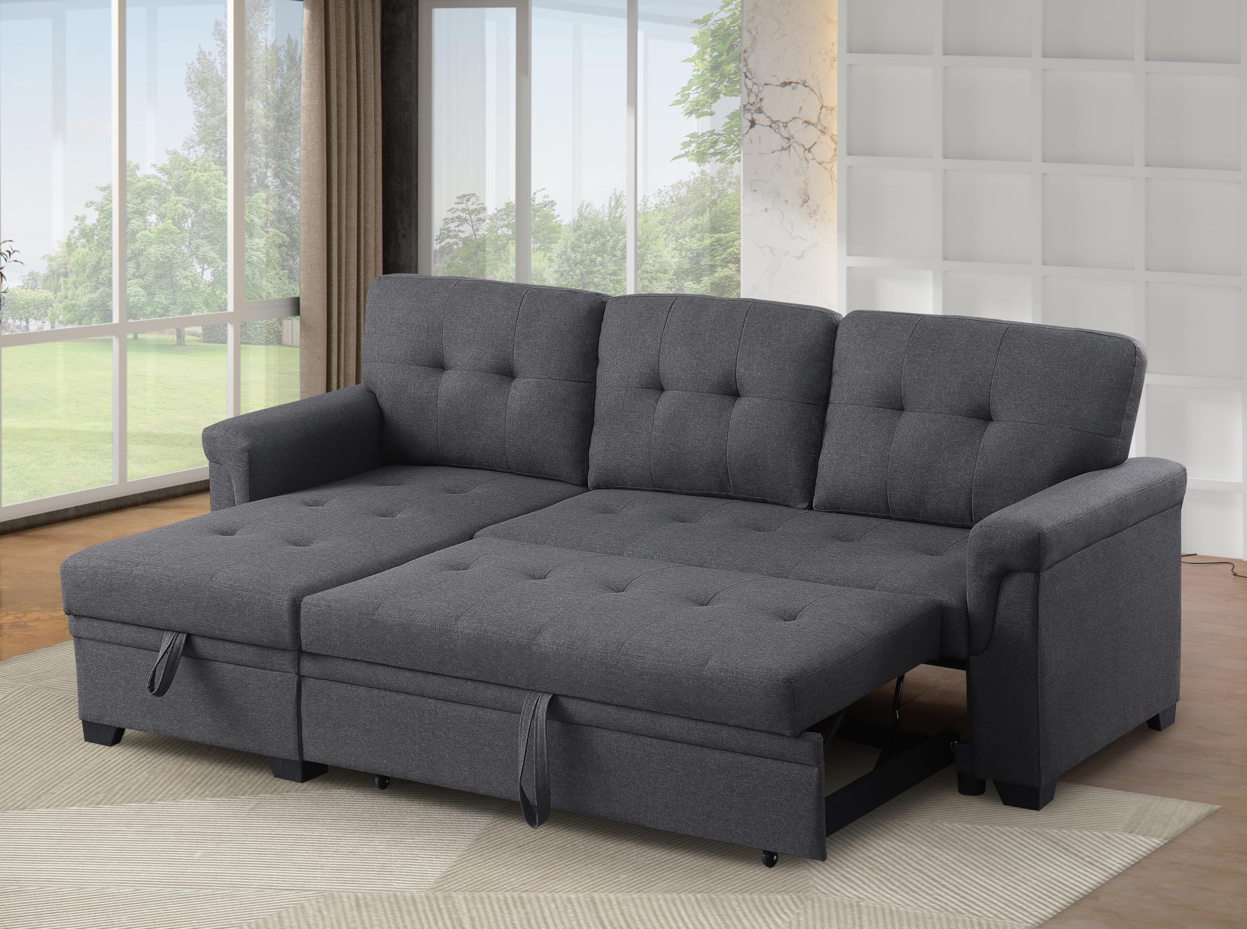 Photo 1 of ***PARTIAL SET, MISSING BOX 2/3*** Ball & Cast L-Shape Reversible Sectional Sleeper Sofa Bed 4 in 1 Pull Out Couch with Storage Chaise & Removable Back Cushions,Convertible Sleeper Corner Couch Pull-Out Sofa Bed for Living Room,Office