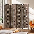 JOSTYLE Room Divider 4 Panel Portable Room Divider Panel Wall, 6ft Tall Divider for Room Separation, Folding Privacy Screen Panel, Freestanding Partition Screen, Chestnut Brown