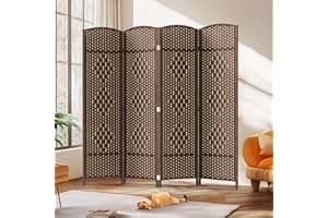 JOSTYLE Room Divider 4 Panel Portable Room Divider Panel Wall, 6ft Tall Divider for Room Separation, Folding Privacy Screen Panel, Freestanding Partition Screen, Chestnut Brown