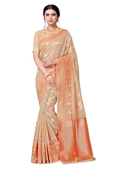 Yispy Fashion Women's Banarasi Cotton Silk Saree Latest Collection With Blouse Piece.