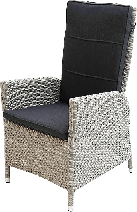 Amazon De Ploss Diningsessel Catania Grau Polyrattan Gartensessel Stufenlos Verstellbare Ruckenlehne Rattansessel Mit Hoher Lehne Geflechtsessel Mit Polster Dining Stuhl Aus Poly Rattan Geflecht