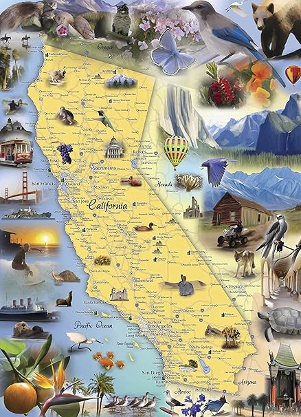 Arizona Map Jigsaw Puzzle 1000 Piece Challenging Puzzle For Kids Adults Map Of The State Of Arizona With Beautiful Illustrated Artwork By Hennessy Puzzles Made In Usa With Recycled Materials Toys