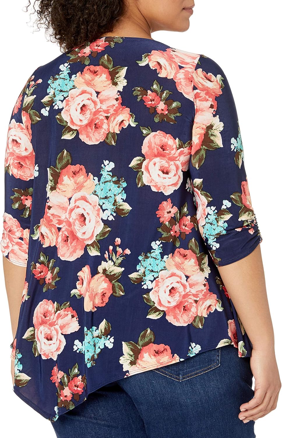 Star Vixen Women's Plus-Size Elbow-Cinch Sleeve Hanky Hem Top at  Women’s Clothing store