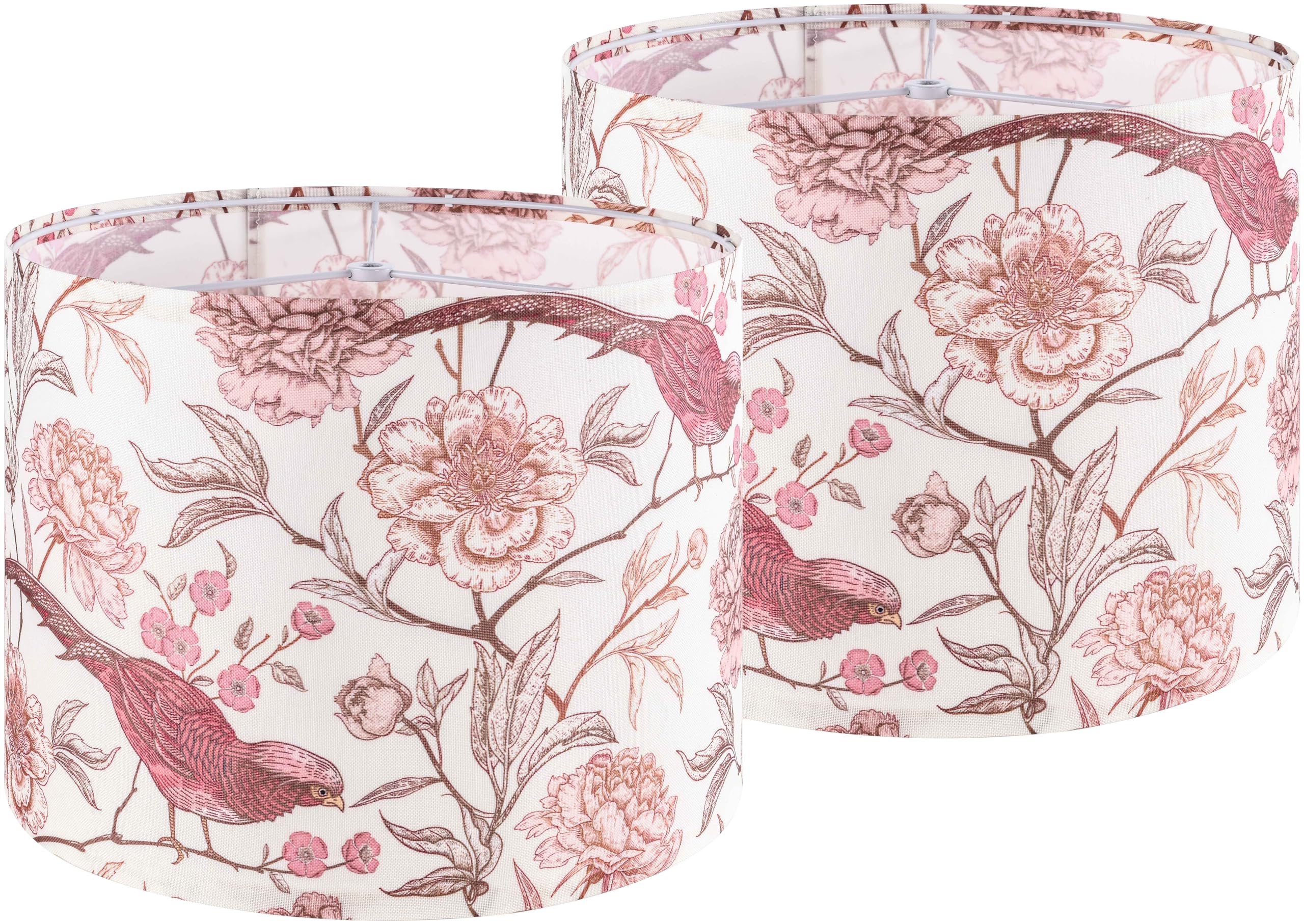 Photo 1 of GOSO 2pcs Medium Lampshade Polyester Printing Flowers and Birds Drum Lamp Shade For TableLamp,Floor Lamps,Wall Hanging,Diy Pendant Light,Spider Fitter 13"Top x 13"Bottom x 10"High,Assembly Required