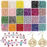 YUGDRUZY Bugle Beads, Multicolored Glass Tube Small Short Embroidery Beads for Adult DIY Bracelet Necklaces Crafting Jewelry Making Supplies, 3x2 mm, 20400pcs