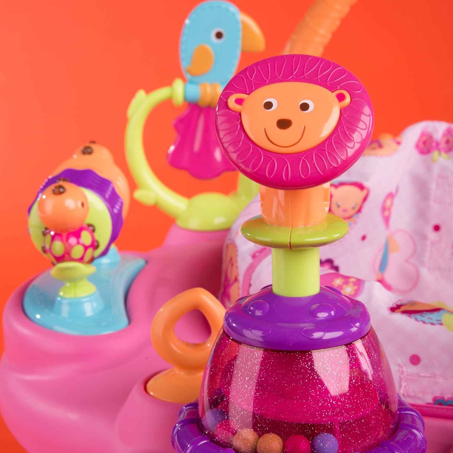 bright starts exersaucer pink