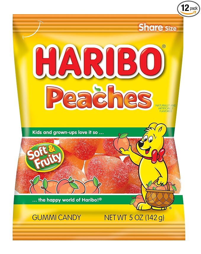 Haribo peaches 12/5oz bag (042238380851)