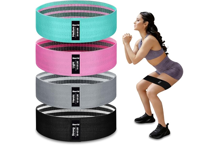 Resistance Bands for Working Out, 4 Levels Exercise Bands for Women & Men, Elastic Workout Band for Physical Therapy, Fabric Booty Band for Gym, Yoga, Pilates, Leg Training