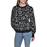Karl Lagerfeld Womens Long Sleeve Crew Neck All Over Logo Sweater