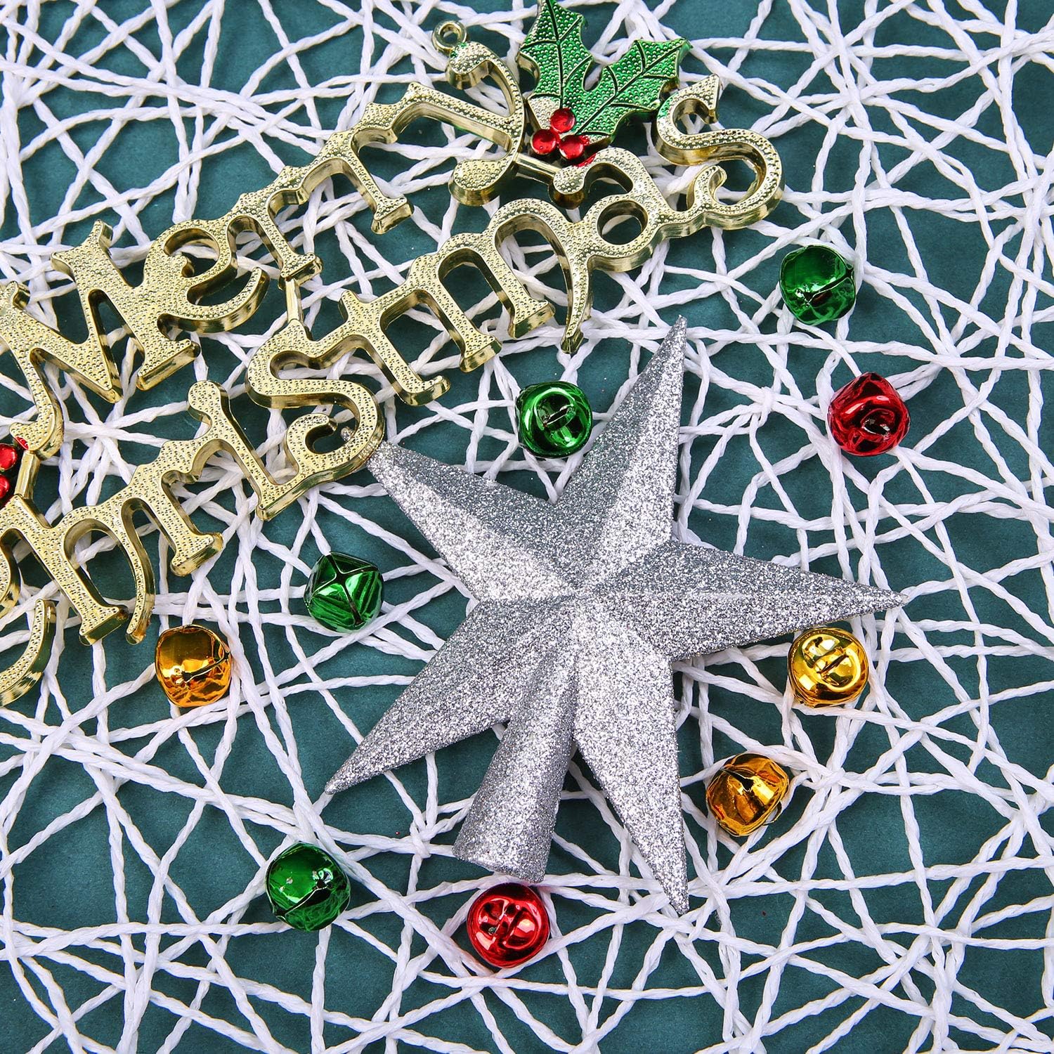 ANECO Glitter Mini Christmas Tree Topper Shatter-proof Small Christmas Tree Decoration Treetop for Holiday Ornament or Home Decor - Image 5