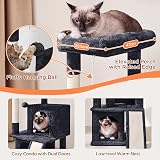 Yaheetech Cat Tree 92cm Multilevel Tower with Double Condo Scratching Post Ball view 3