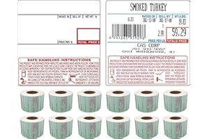 POKANIC CAS Labels LST Thermal - Printer Printing Scale Compatible with CAS LP-1000 CL-5000 CL-5500 CL-7200, Easy Weigh LS-100, VisionTech DLP-300 (12 Rolls, 8040)