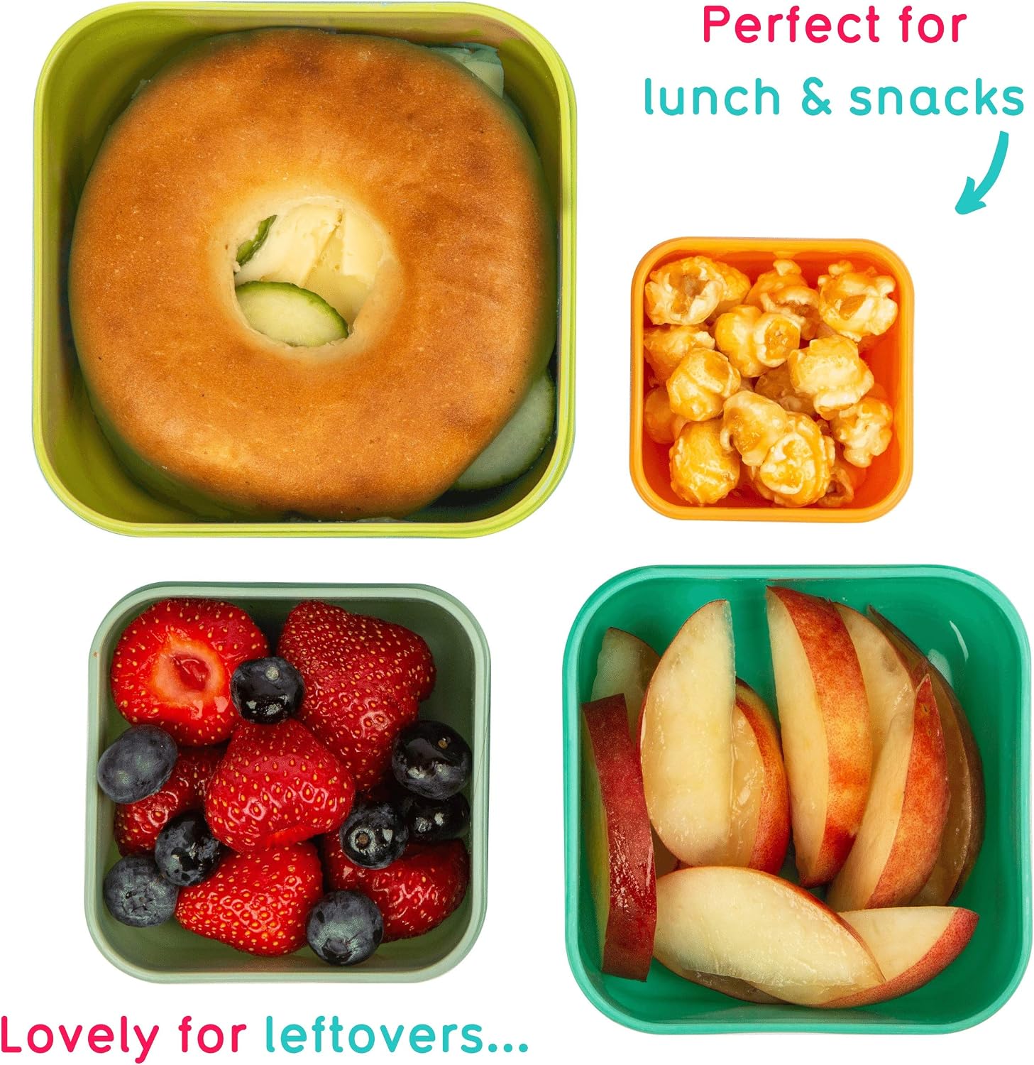 TUM TUM Nesting Snack Pots for Kids Kids Snack Box Set, BPA Free - Stanley Sloth, 4 Count (Pack of 1) - Image 4