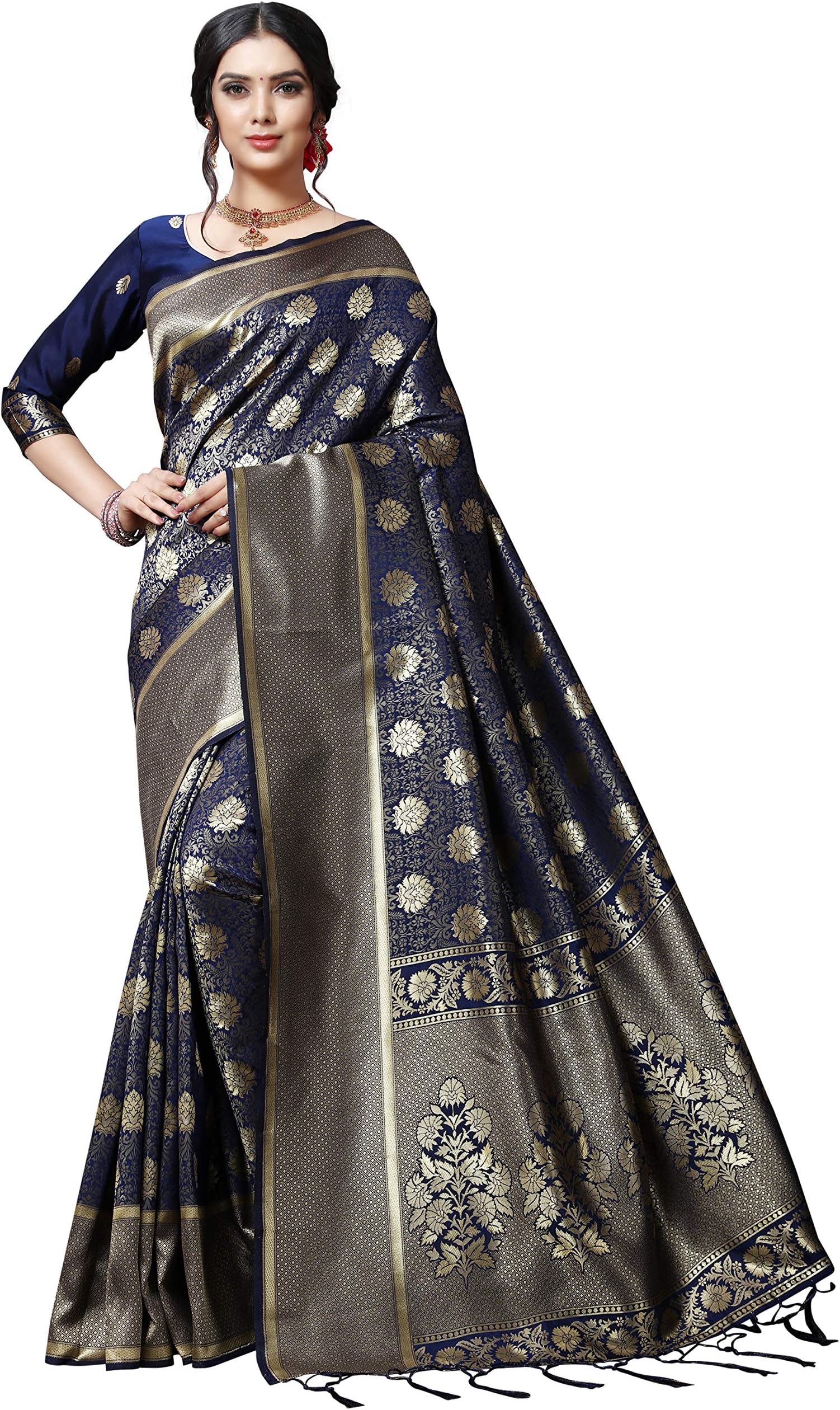 Anand Sarees Silk with Blouse Piece Saree (1537_2_Multicoloured_Free)
