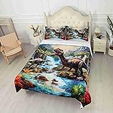 VTKON Kids Comforter Set Full Super Soft and Fluffy Microfiber Boys Kids Dinosaur Bedding Set Easy Care Cute Dinosaur Quilt Set with 1 Comforter and 2 Pillowcases