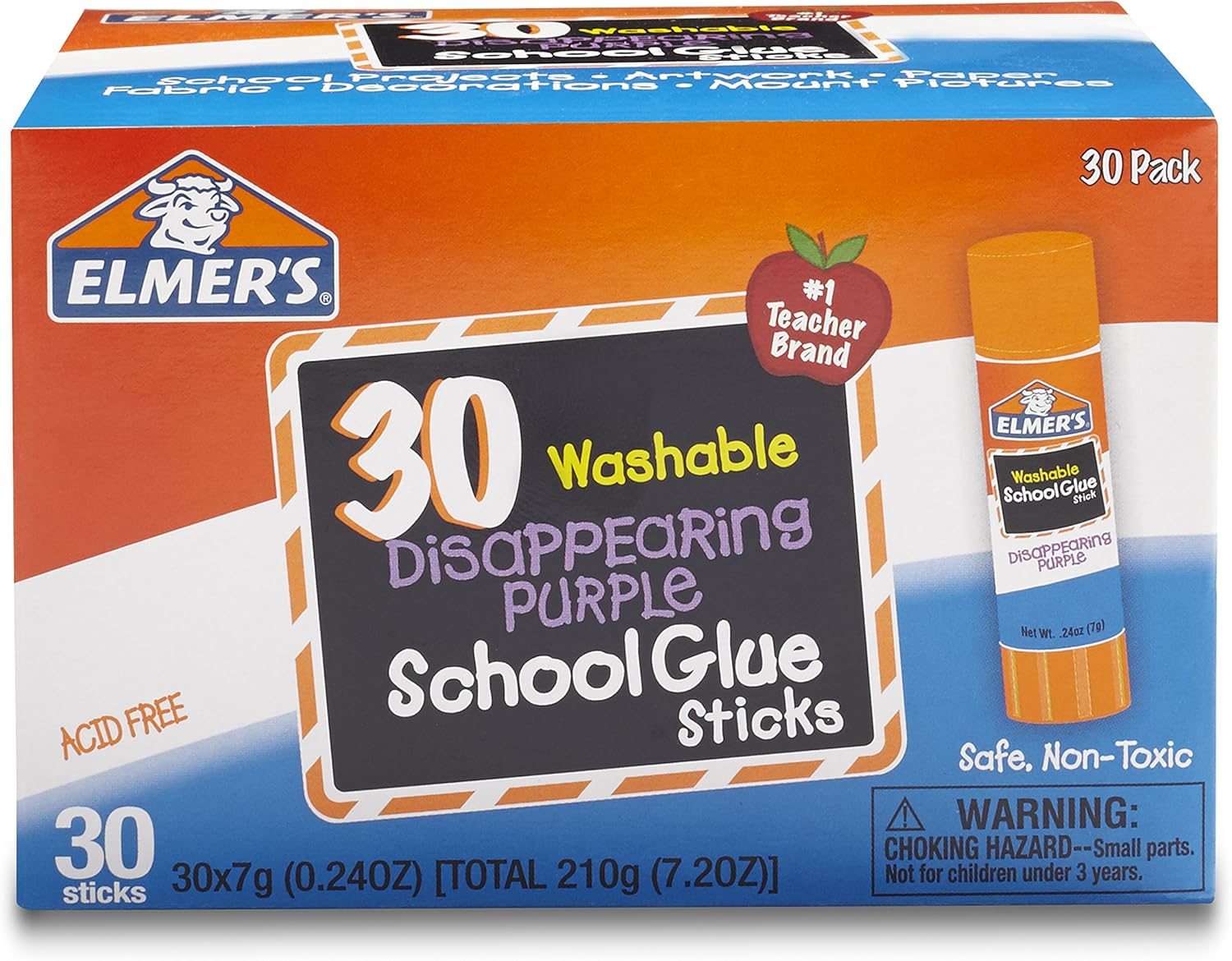 Elmer's Disappearing Purple School Glue, Washable, 30 Pack, 0.24-ounce sticks : Office Products