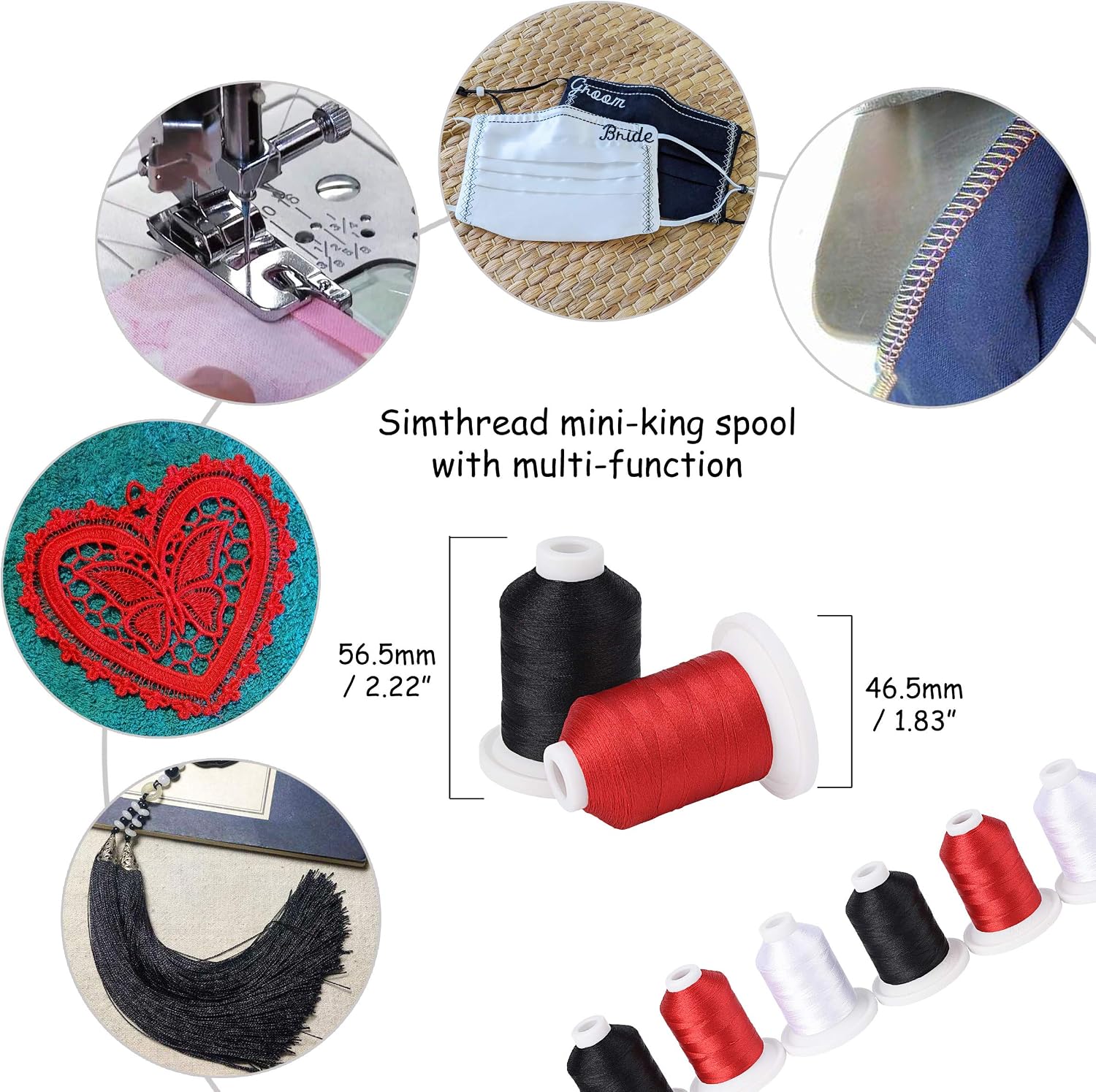 Simthread Embroidery Machine Thread Kit 800Y 21 Spools Black White and Red Colors for Professional Embroidery Design - Image 3