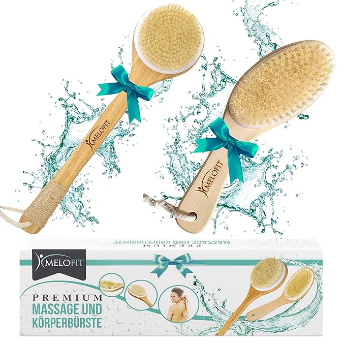 Szczotka do suchego ciała z naturalnego włosia [zestaw 2 ...