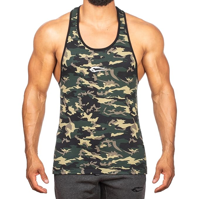 SMILODOX Camouflage Stringer Herren | Muskelshirt mit Aufdruck für Gym Fitness & Bodybuilding | Muscle Shirt - Unterhemd - Ac