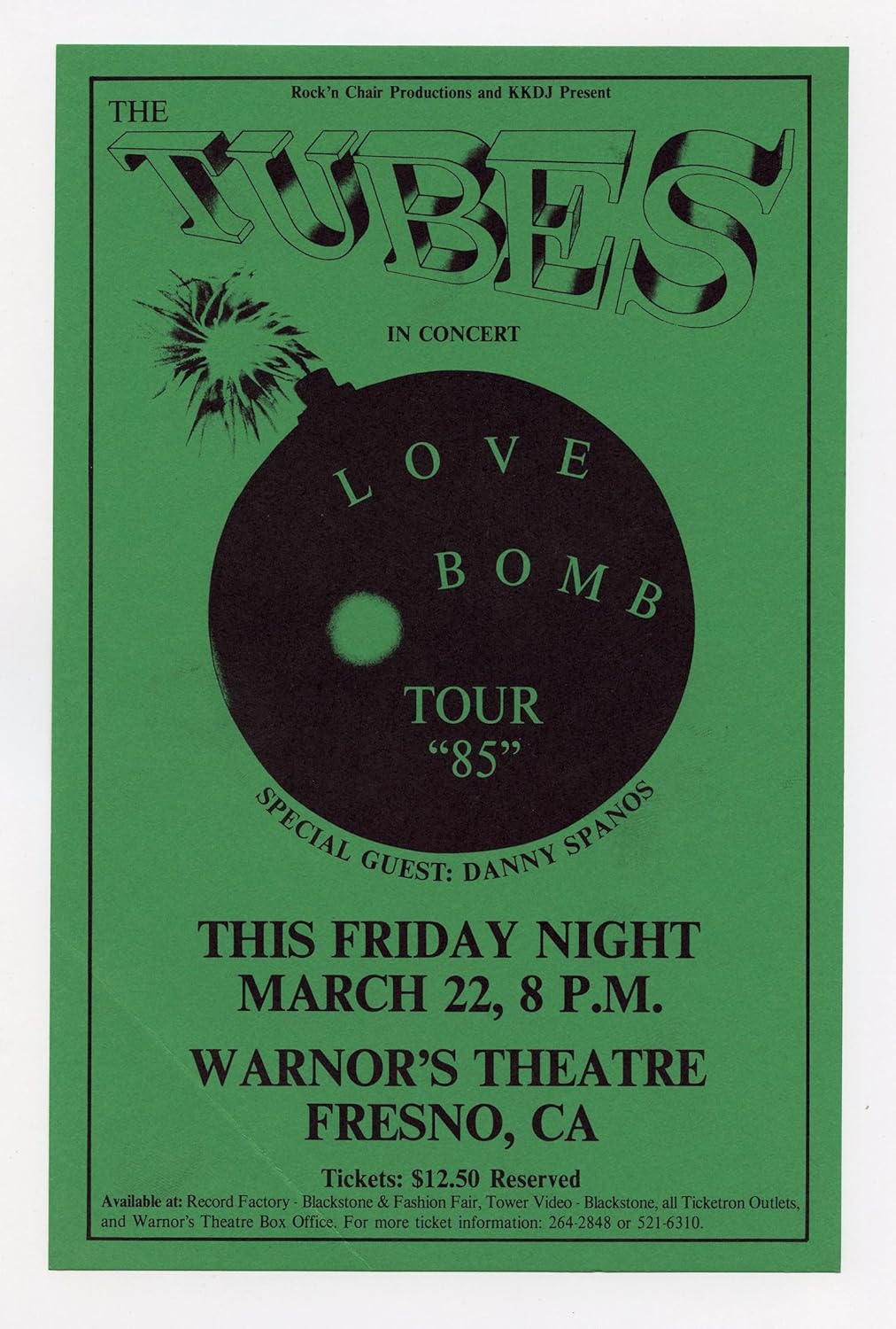 The Tubes Handbill Love Bomb Tour 1985 Mar 22 Warnor S Theatre