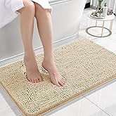 OLANLY Bathroom Rugs 24x16, Extra Soft Absorbent Chenille Bath Rugs, Rubber Backing Quick Dry, Machine Washable Bath Mats for Bathroom Floor, Tub and Shower, Home Decor Accessories, Beige