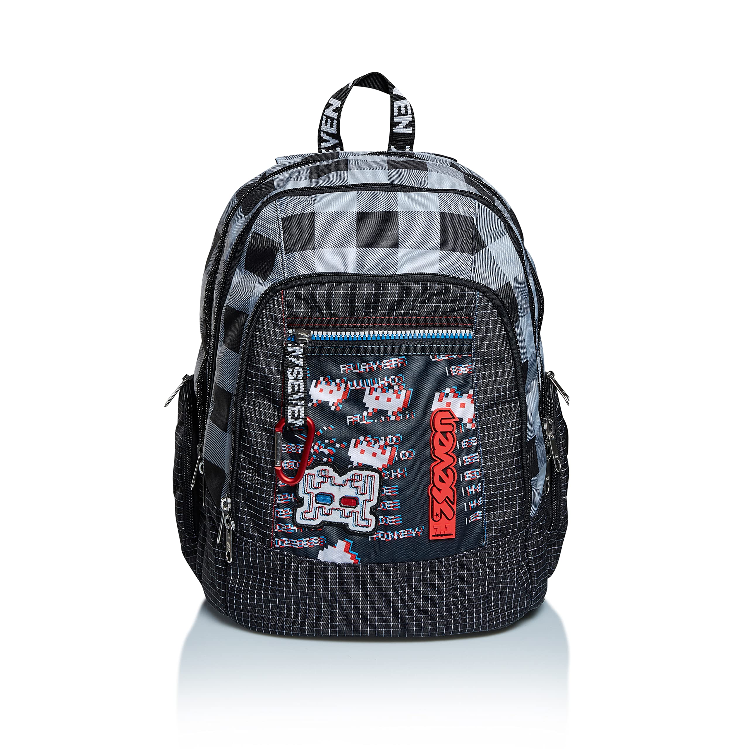 Seven Advanced Space Check, Unisex Backpack - Kids, Black, One Size