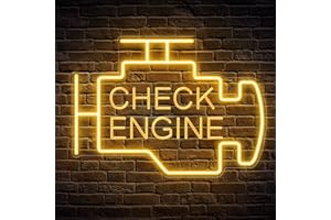 Kavaas Check Engine Neon Sign, LED Garage Sign for Car Room Decor | Check Engine Light Neon Sign for Garage Decor, Auto Repair Workshop, Man Cave - Best Gifts for Dad, Car Enthusiast (Golden Yellow)