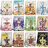 FuWeave 12 Pcs Seasonal Kitchen Towels Set for All Holidays Spring Easter Irish Hand Dish Tea Towels Bulk Absorbent Dishcloths Housewarming Gift for Cooking Kitchen Bathroom(Cross Style,Vivid Color)