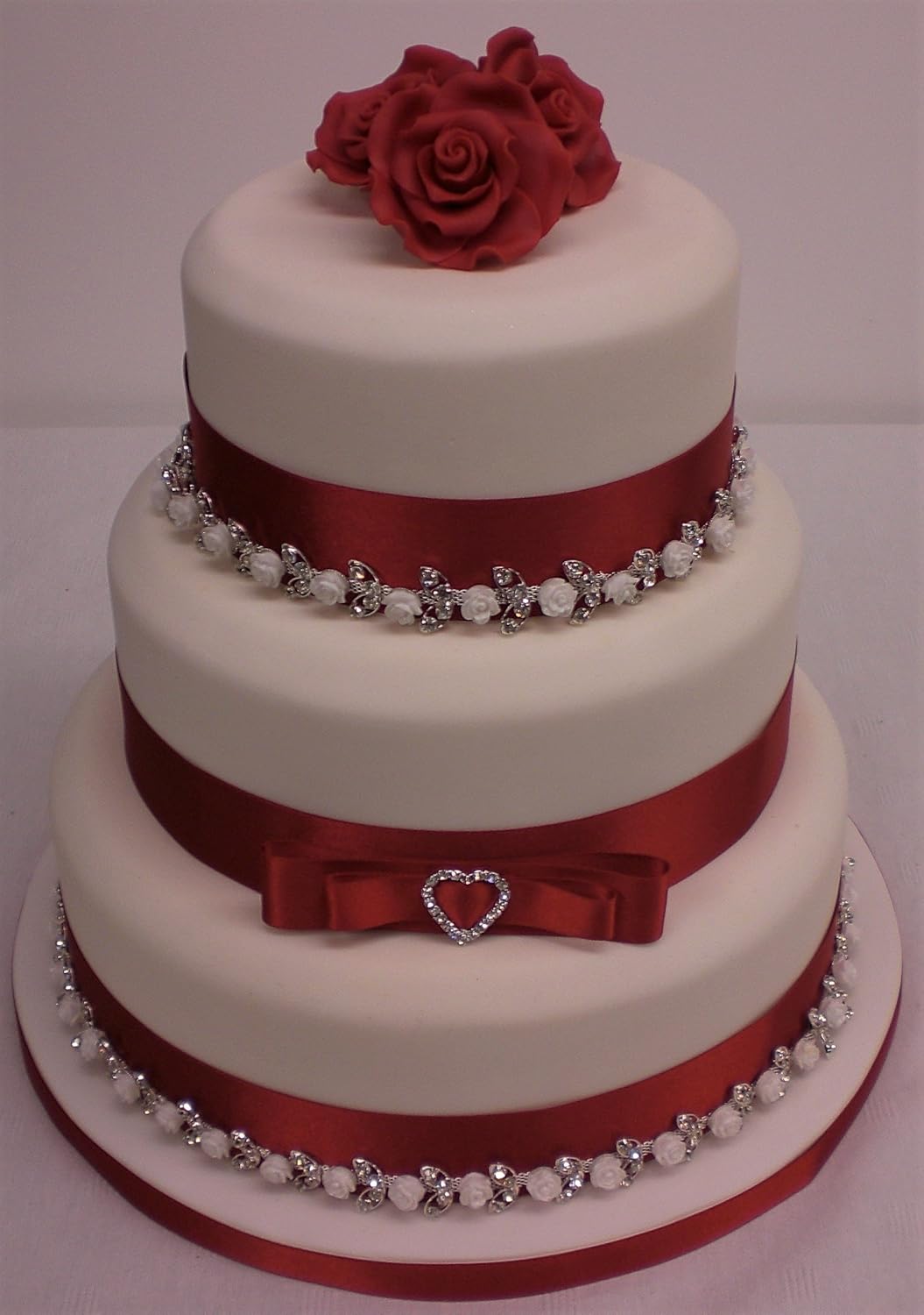 Cake Decoration Wedding Cake Rhinestone Ceramic Rose Chain Red