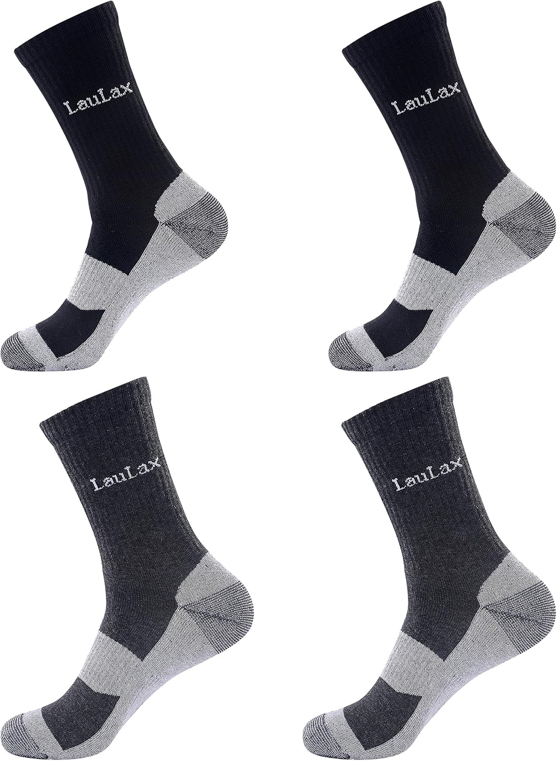 Laulax 4 works Ultra Comfortable Finest Combed Cotton Breathable Reinforced Seamless Toe Work Socks