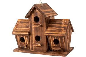 COLEBA Bird Houses for Outside, Outdoor 4 Hole Bird House Room for 4 Bird Families Bluebird Finch Cardinals Hanging Birdhouse for Garden