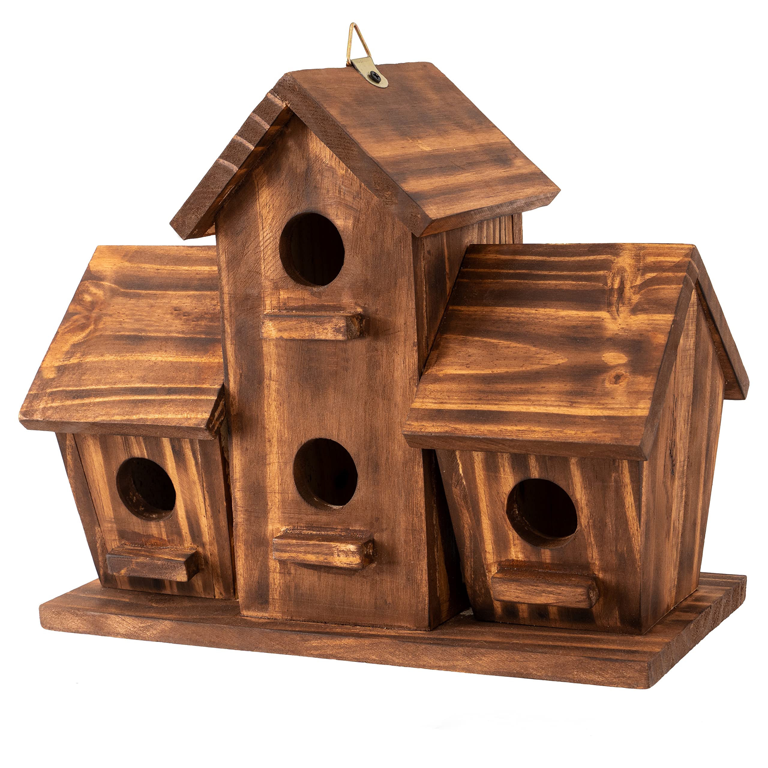 Photo 1 of COLEBA Bird Houses for Outside, Outdoor 4 Hole Bird House Room for 4 Bird Families Bluebird Finch Cardinals Hanging Birdhouse for Garden