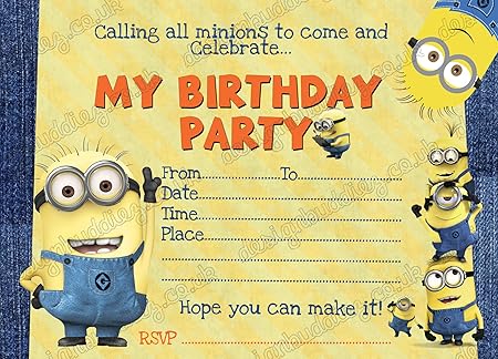 10 X Minion Di Cattivissimo Me Inviti Per Festa Di