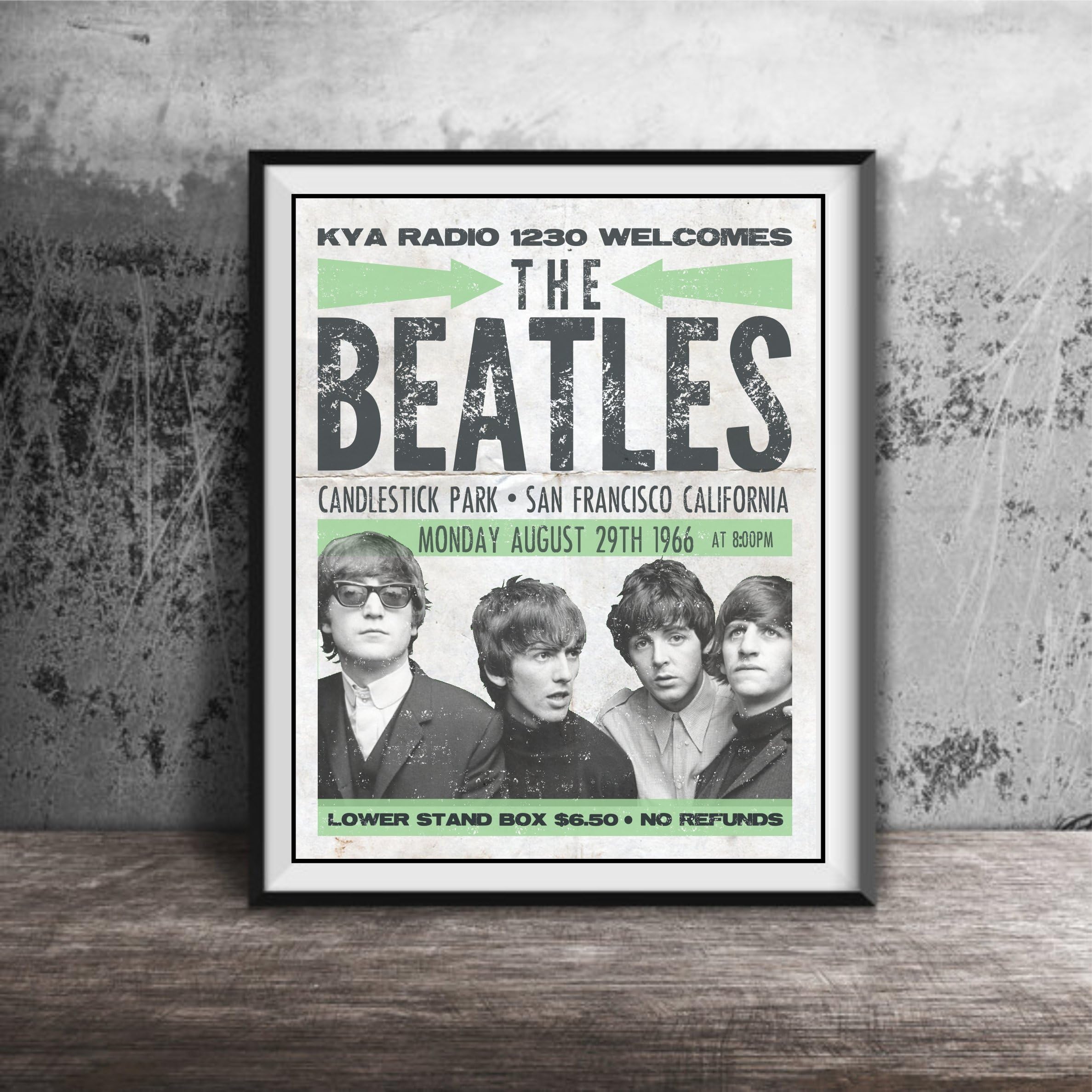 BEATLES Re-Imagined Concert Poster Print | 11x14 | Candlestick Park | San Francisco | 1966 | Retro | Wall Art | Home Decor