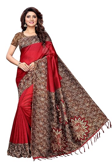 Silk Saree with Blouse Piece (STAR RED_Red_Free Size)