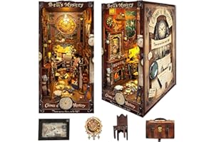 Spilay DIY Book Nook Kit,DIY Dollhouse Booknook Bookshelf Insert Decor Alley,Bookends Model Build kit with LED Light,Handmade