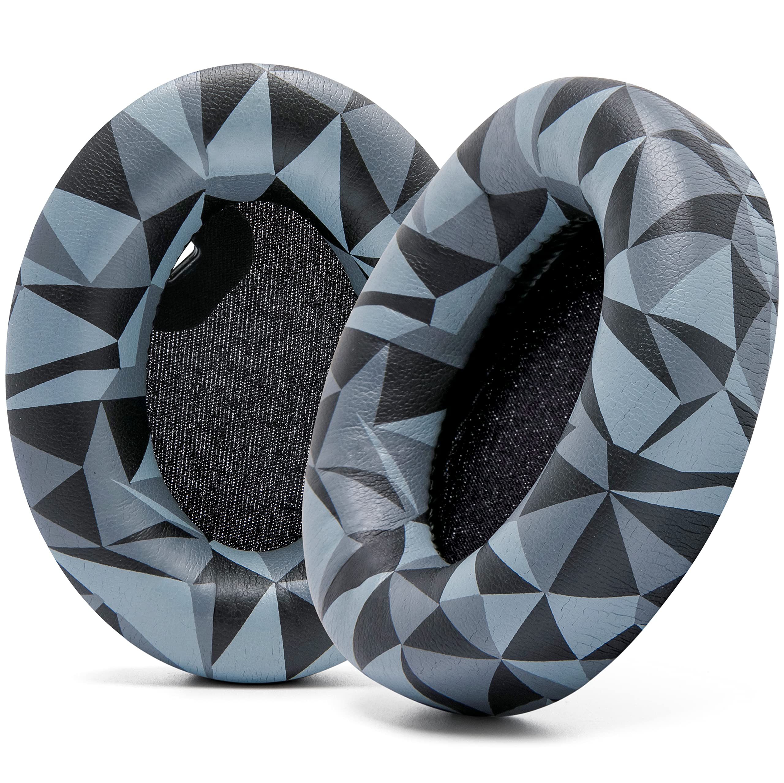WC Wicked Cushions Extra Thick Earpads for Sony WH1000XM4 Headphones - Soft PU Leather Cushions, Luxurious Noise Isolating Memory Foam, Added Thickness Without Disabling On/Off Sensor | Geo Grey