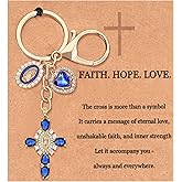 Popizard Cross Purse Charms Keychain- Sparkling Rhinestone Cross Key Chain Bag Charms Wallet Accessories