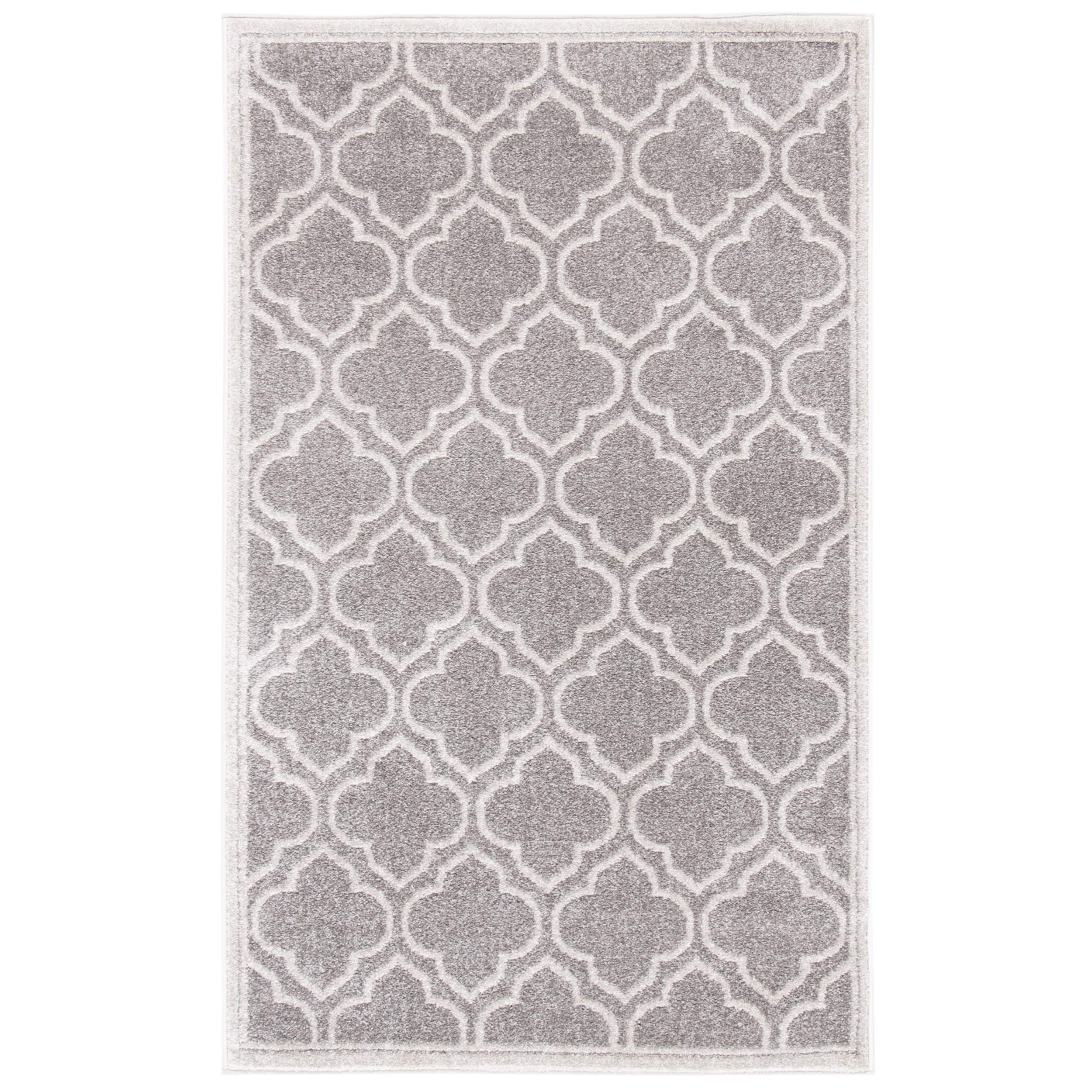 Safavieh Trellis Indoor/Outdoor Woven Rectangle Area Rug, Amherst Collection, AMT412, in Grey / Light Grey, 76 X 122 cm for Garden, Patio or Any Outdoor Space