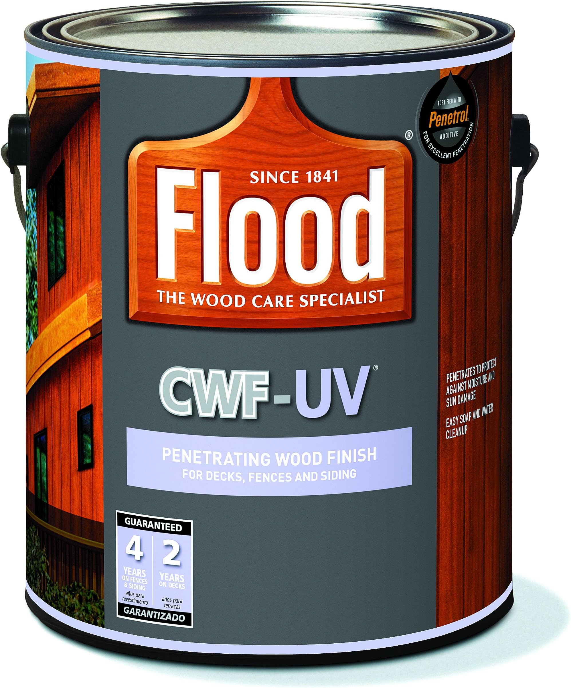 Penetrating Wood Finish, Cedar, 1 gal, Cwf-Uv, Flood for Decks, Fences and Siding
