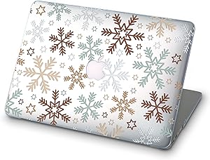 ZIZZDess Xmas Snow Case For Macbook Air 11 Case 2013 2014 2015 White Brown Full Hard Lightweight Cover For Notebook Apple Mac Air 11.6 Inch Model A1465 A1370 Christmas Snowflake Art Design (Winter)
